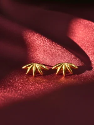 Leaf Motif Anti Tarnish Stud Earrings