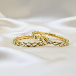 Meenakari Kundan Almond Shaped Slide Bangles, Set of 2