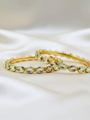 Meenakari Kundan Almond Shaped Slide Bangles Set Meenakari Kundan Almond Shaped Slide Bangles, Set of 2