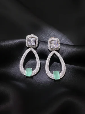 Mint Green Stone AD Dangling Earrings