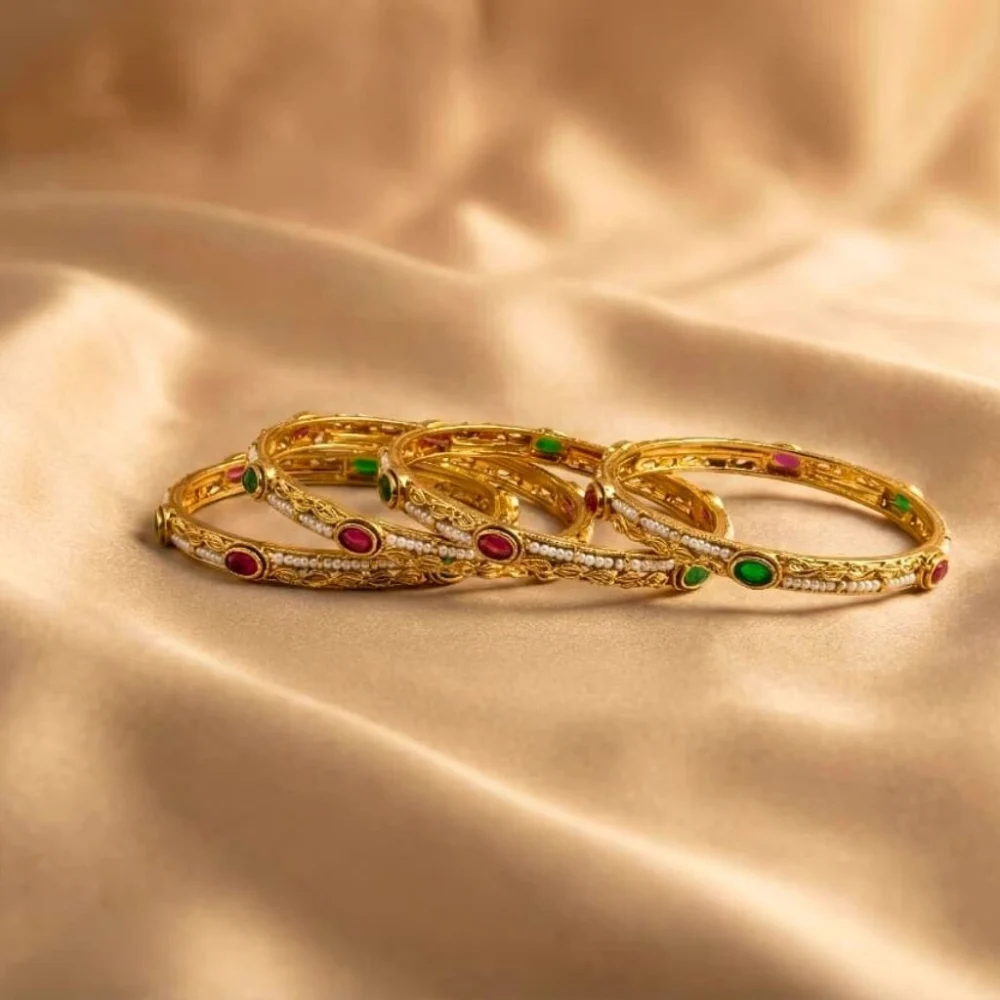 Gold and Rhodium Plated Bangles for Women – Stylish and Traditional Jewelry Collection by Ankkshmi