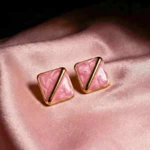 Pink Meenakari Square Stud Earrings