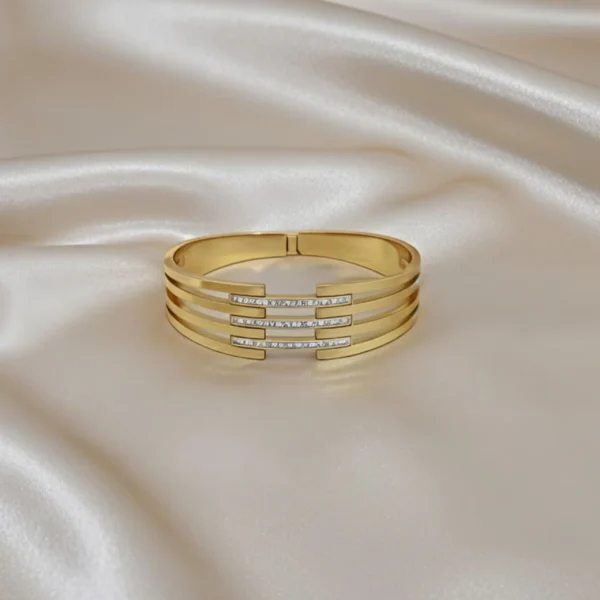 AD Studded Statement Openable Kada for Women – Gold Plated Stainless Steel Wristwear by ANKKSHMI