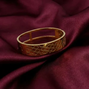 Wavy Textured Openable Kada for Women – Gold Plated Stainless Steel Wristwear by ANKKSHMI