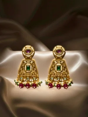 Saanj Traditional Moissanite Kundan Dangler Earrings