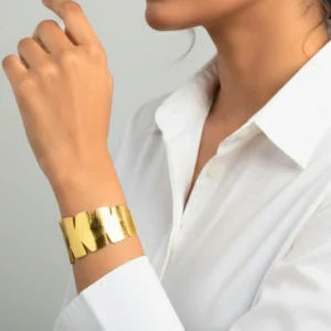 Leaf Texture Cuff Bracelet Kada