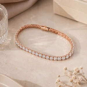 18k Rose Gold Plated AD Tennis Bracelet
