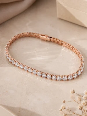 18k Rose Gold Plated AD Tennis Bracelet