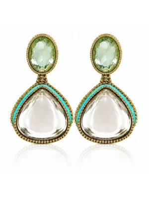 Gold Plated Pachi Kundan Blue Enamel Earrings Gold Plated Pachi Kundan Blue Enamel Earrings