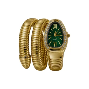 Gold Plated Green Dial AD Spiral Watch