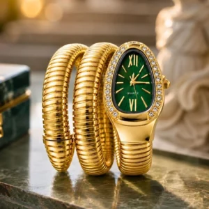 Gold Plated Green Dial AD Spiral Watch