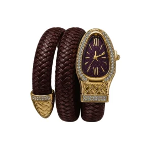 Gold Plated Braided Brown Spiral Watch