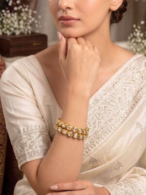 Pachi Kundan Multi Shape Bangles Set of 2