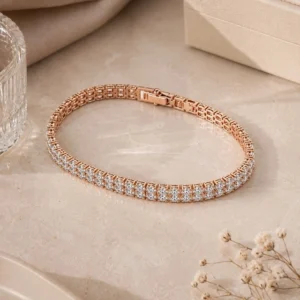 18K Rose Gold Plated Double Row CZ Tennis Bracelet