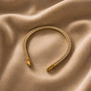 18K Gold Plated Double Row CZ Tennis Bracelet