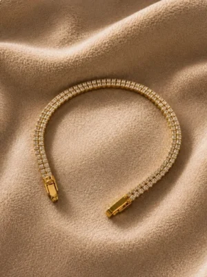 18K Gold Plated Double Row CZ Tennis Bracelet