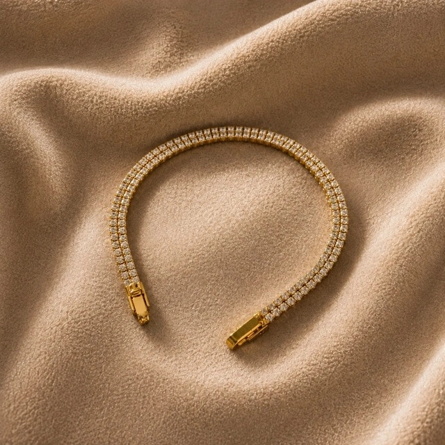 18K Gold Plated Double Row CZ Tennis Bracelet