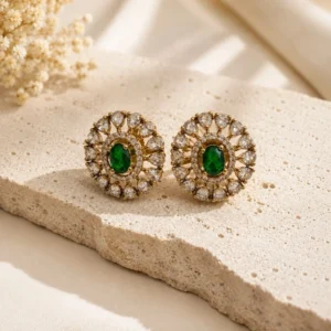 Moissanite Mehendi Polish Stud Earrings