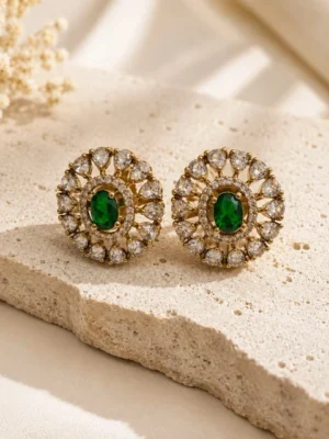 Moissanite Mehendi Polish Stud Earrings