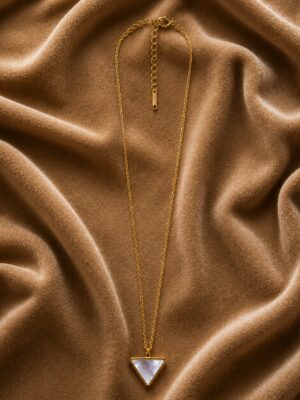 ankkshmi gold plated necklace for women 18K Gold Plated MOP Triangle Pendant Necklace