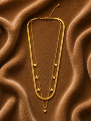ankkshmi gold plated necklace layered for women 18K Gold Plated Layered Star Charm Necklace