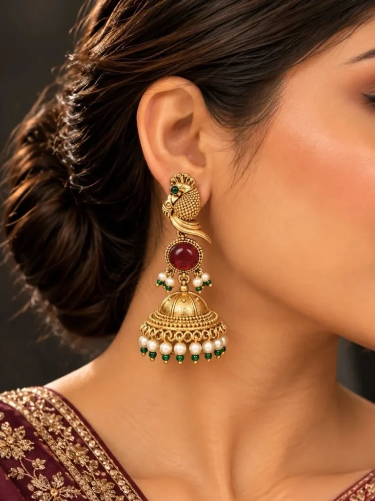 Peacock Jhumka Earrings