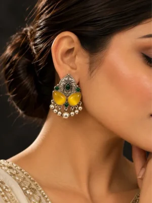 Floral Motif Dangler Earrings